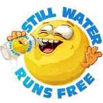 Bitter Lemon emoji drinking water with a cheerful expression, promoting free water for all.